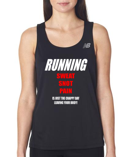 Running - Sweat Snot Pain - NB Ladies Black Singlet